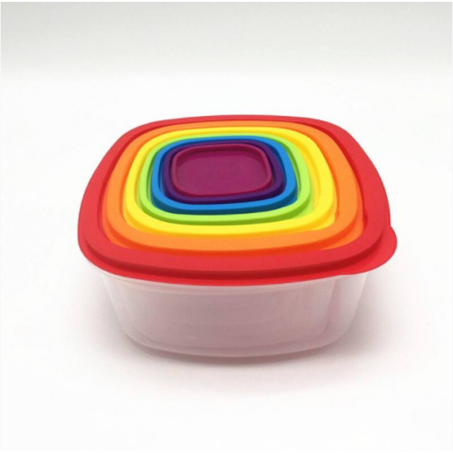Falcon Rainbow színes, 7+7 részes ételtároló doboz készlet, 26*26 cm